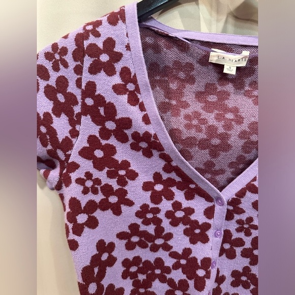 L.A. Hearts cute floral short sleeve sweater size small - Picture 9 of 10